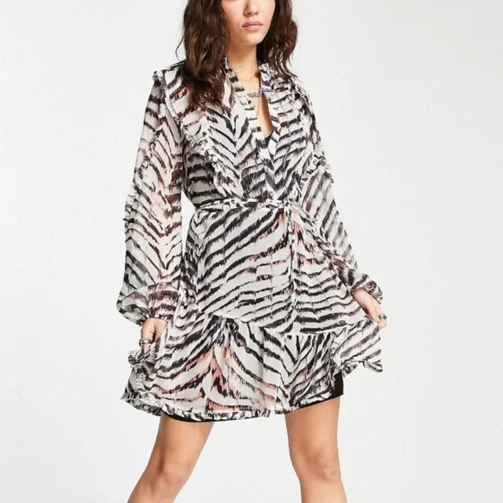 Topshop dress animal shirred waist mini dress NEW size 6 NWT